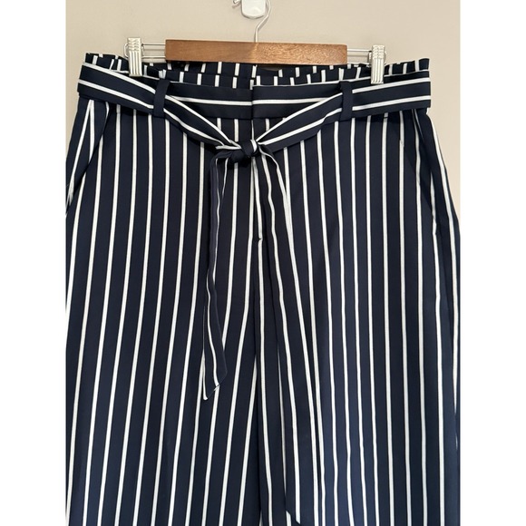 Banana Republic Blake Wide Leg Crop Pants Navy White Stripe Nautical Preppy 12 - Picture 5 of 16